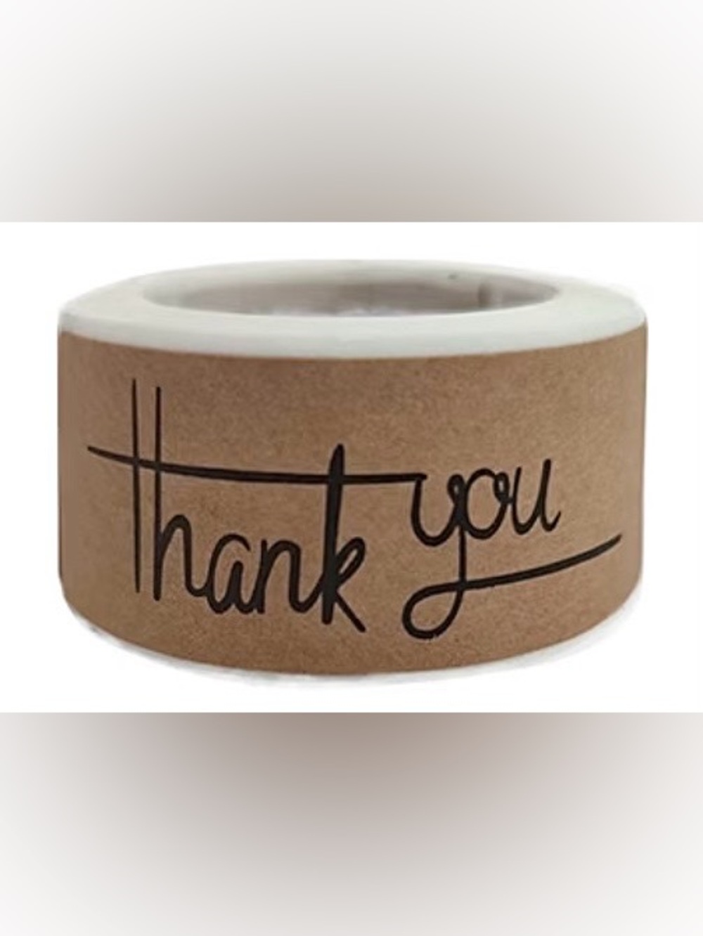 120 1x3in “Thank You” Kraft Paper Stickers Roll - 1 Roll
